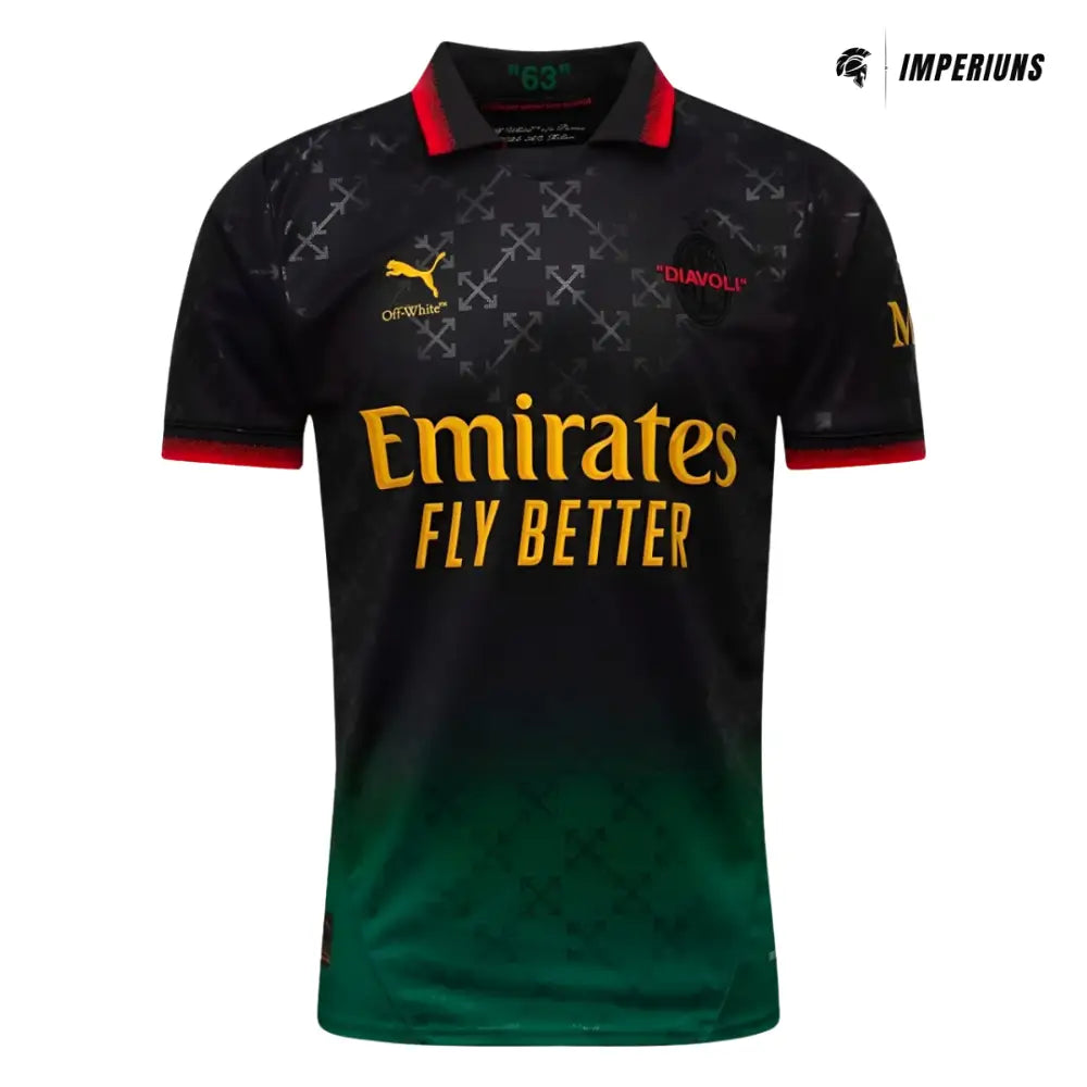 Camisa AC Milan x Off-White 25/26 Preta Camisas de Futebol