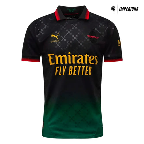 Camisa AC Milan x Off-White 25/26 Preta Camisas de Futebol