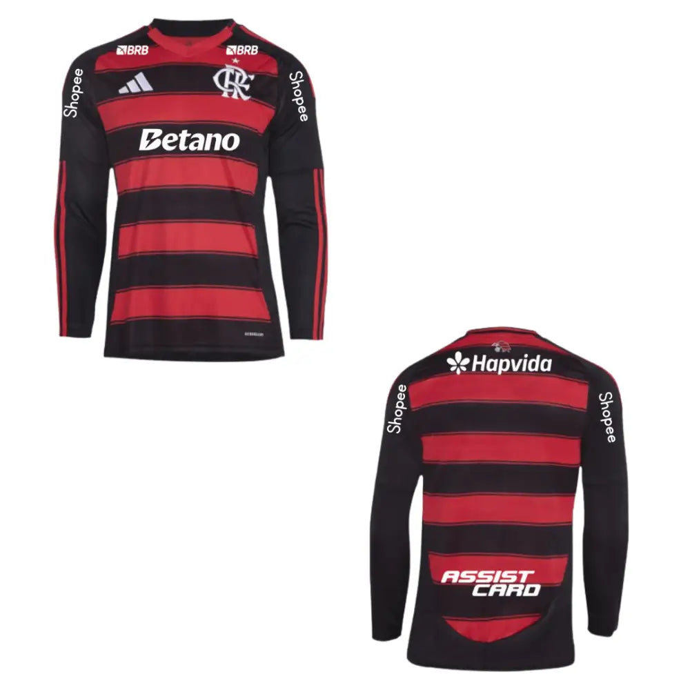 Camisa Flamengo Manga Longa 2025/26 Home Camisas de Futebol