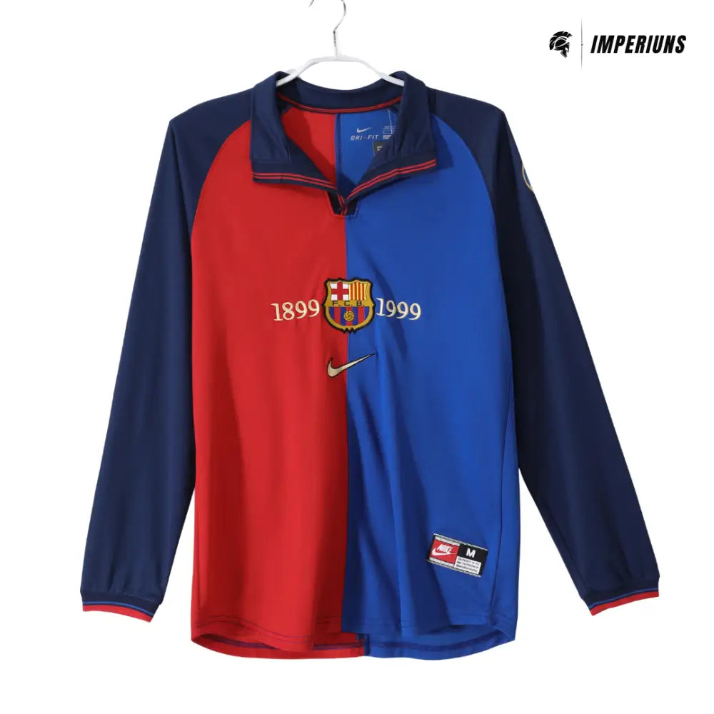 Camisa Retrô Barcelona Manga Longa 1999/00 Edição Centenária Camisas de Futebol
