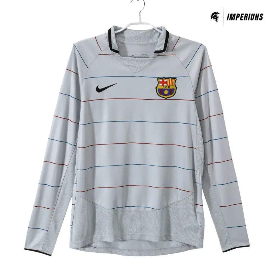 Camisa Retrô Barcelona Manga Longa 2003/04 Away Camisas de Futebol