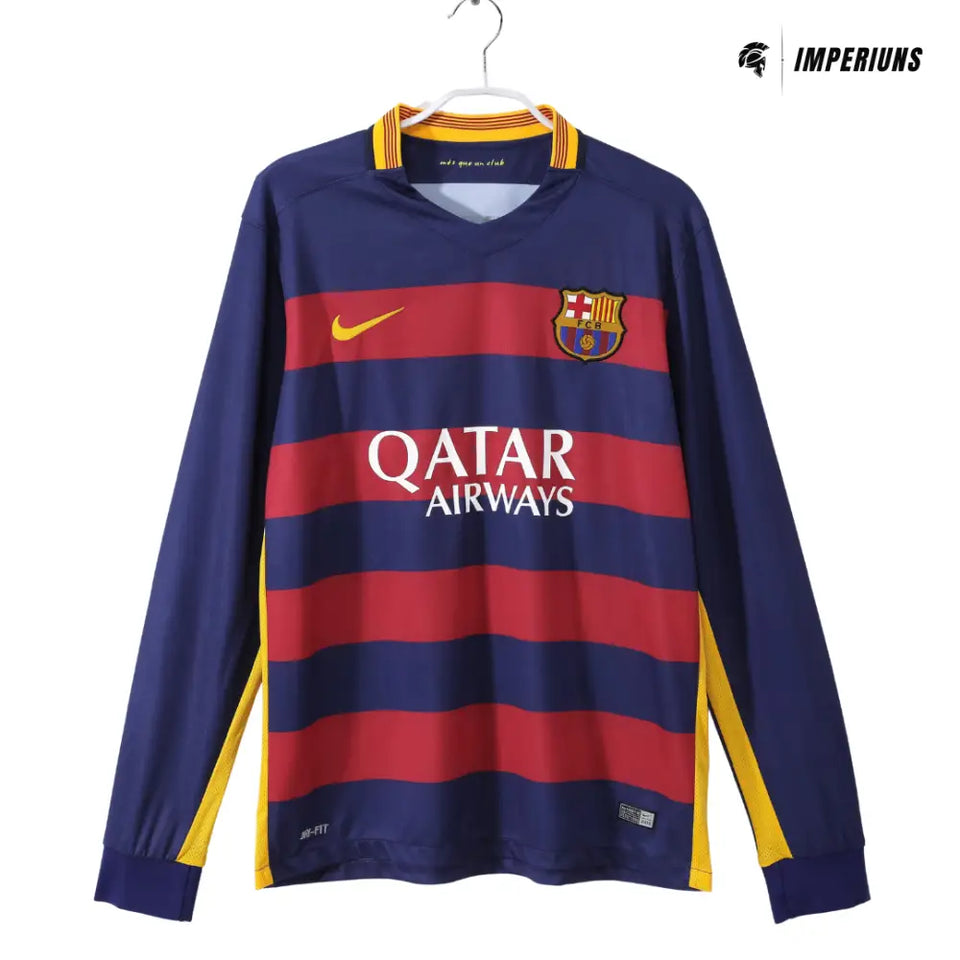 Camisa Retrô Barcelona Manga Longa 2015/16 Home Camisas de Futebol