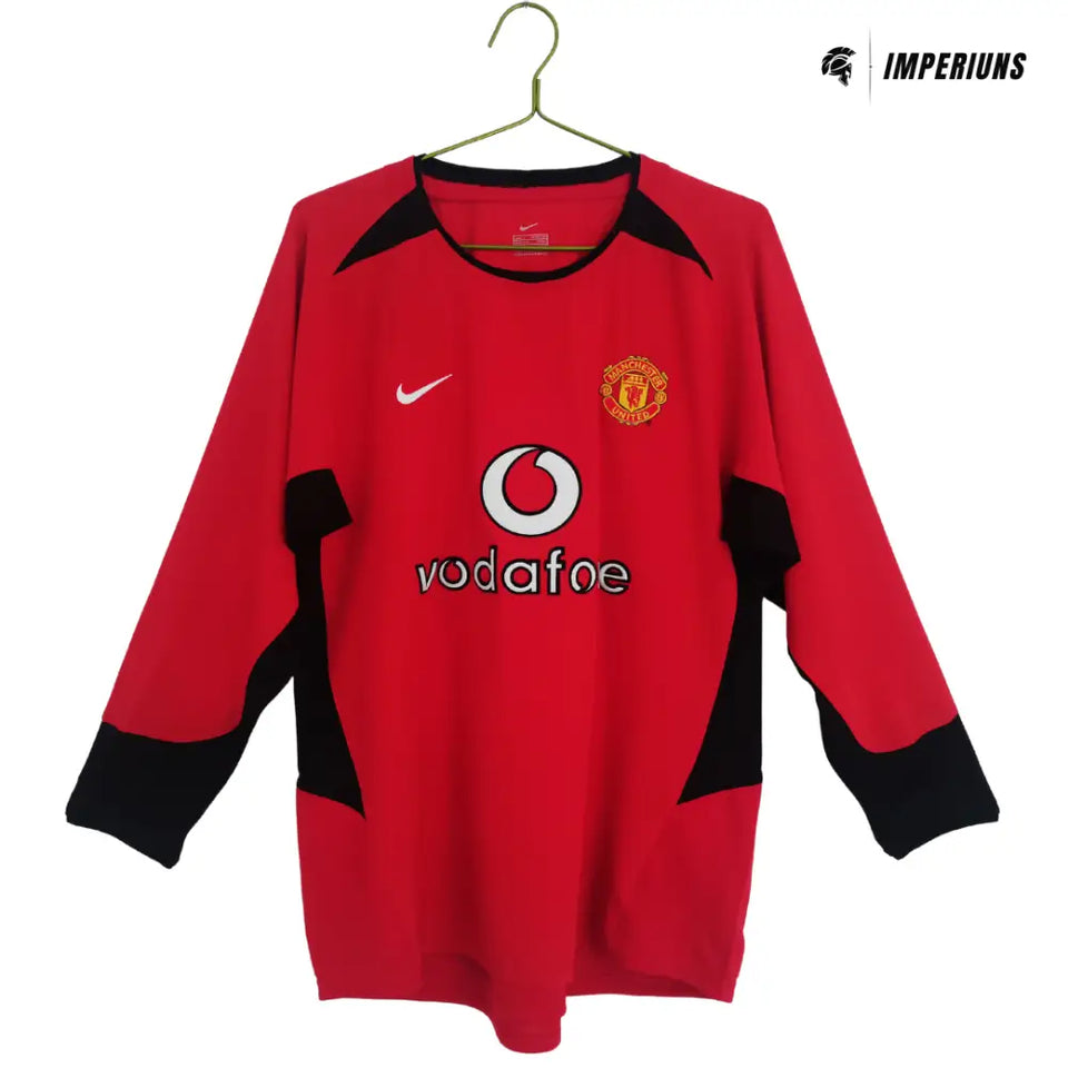 Camisa Retrô Manchester United Manga Longa 2002/04 Home Camisas de Futebol