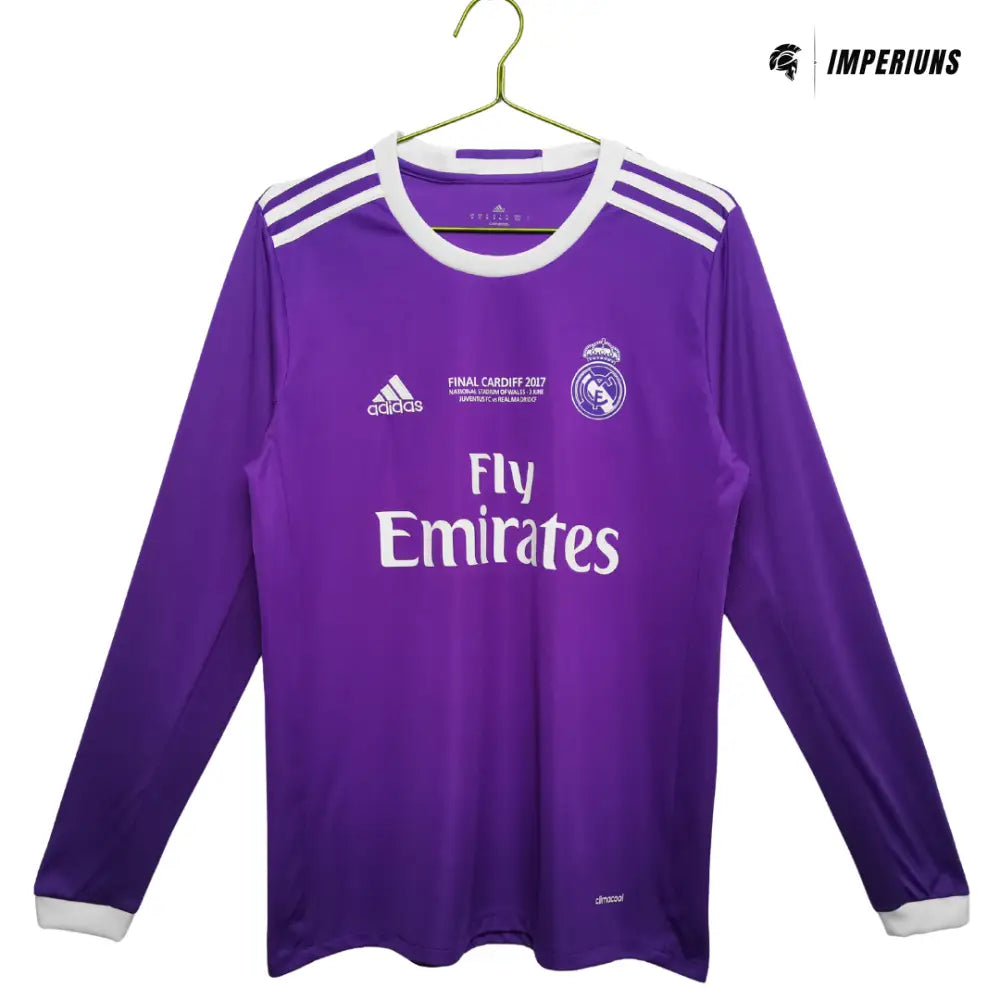 Camisa Retrô Real Madrid Manga Longa 2016/17 Away Champions League Edition Camisas de Futebol